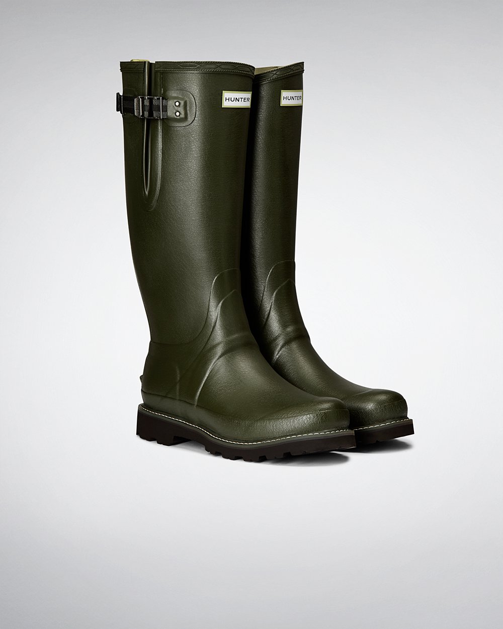 Men Hunter Balmoral Side Adjustable | Tall Rain Boots Dark Olive | NZ-13097-LWNI